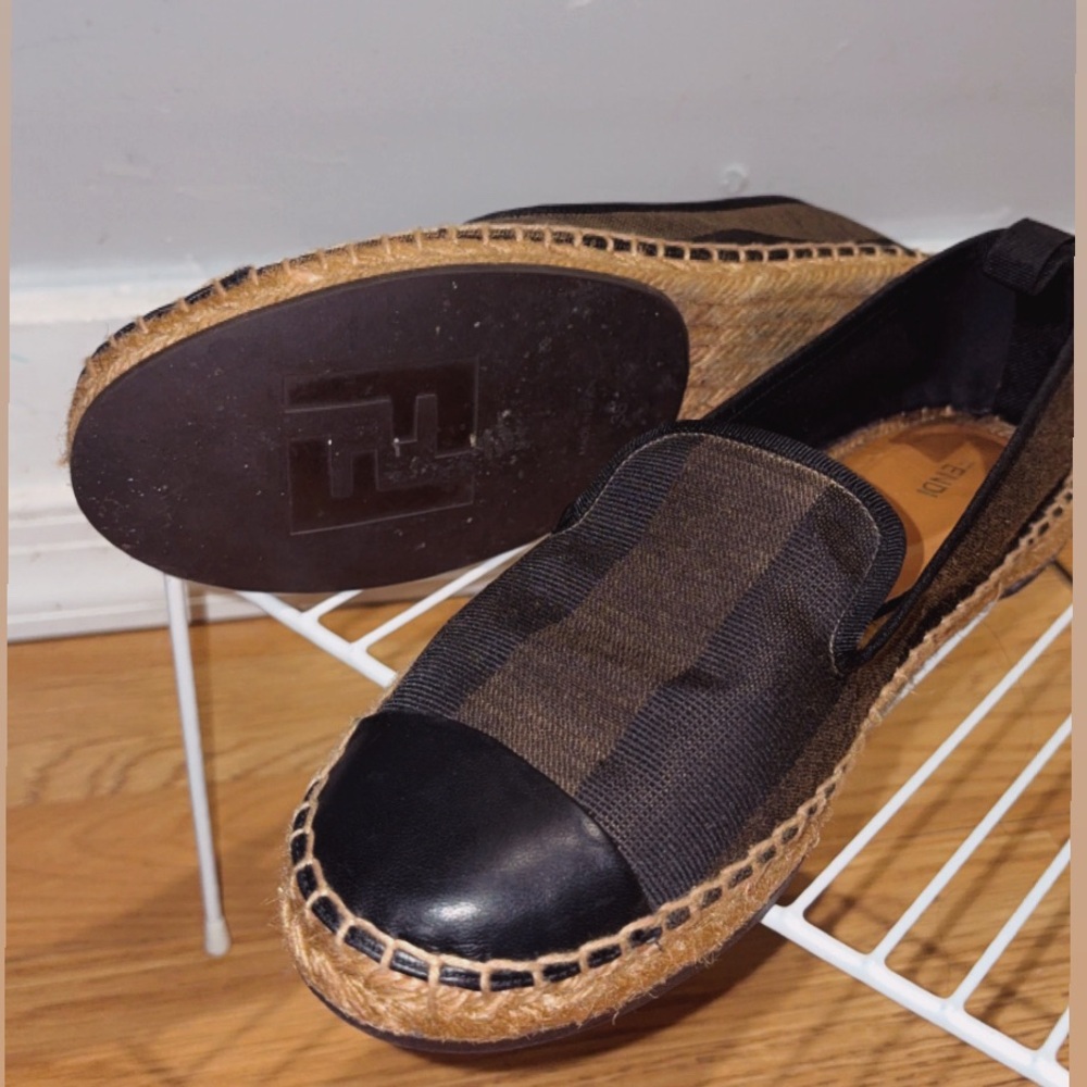 Men's Black and Brown Espadrilles